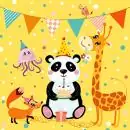 20 children's birthday napkins with animals in party mood, panda, giraffe, garlands 33cm