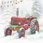 Preview: 20 Servietten alter Traktor geschmückt zu Weihnachten im Schnee