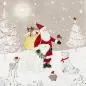 Mobile Preview: 20 Servietten Weinachten Weihnachtsmann | im Wald mit Tieren | Reh, Eisbär, Igel, Hund 33cm
