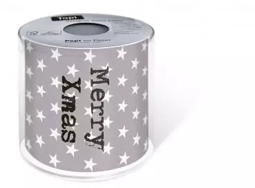 1 Toilettenpapier bedruckt 200 Blatt Weihnachten Sterne weiß auf grau/hellbraun