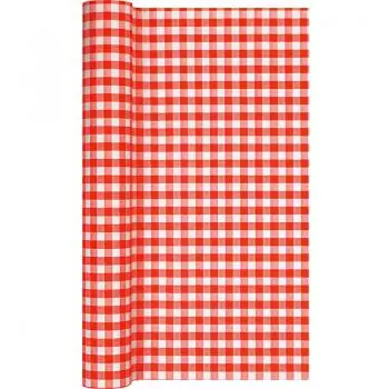 1 table runner checkered red 490x40cm