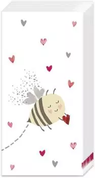 10 handkerchiefs bee in love with hearts happy in love 1 pack