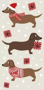 10 Christmas handkerchiefs Christmas dachshund Christmas dog with gift 1 pack