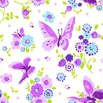20 Servietten Schmetterlinge auf Blumenwiese flieder lila 33cm