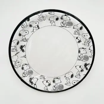 10er Set Peanuts Pappteller Snoopy "Retro Vibes" – Ø 23cm – Stylische Einwegteller Schwarz-Weiß – Ideal für Geburtstag, Party & Picknick