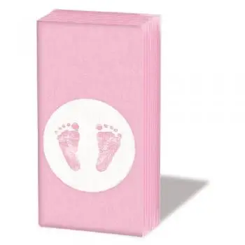 10 Taschentücher Fußabdrücke Baby rosa