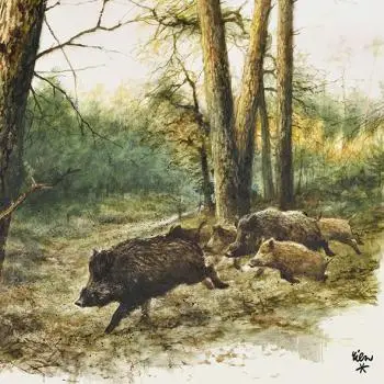 20 Servietten Wildschweine im Wald 33cm