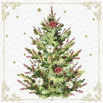12 Servietten 40cm Dunilin Weihnachten bunter Weihnachtsbaum - 40x40