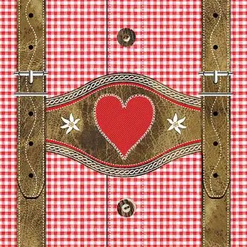 20 Design-Servietten „Hüttengaudi“ – Rustikaler Trachten-Look mit Lederhose & Edelweiß – 33x33 cm