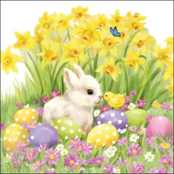20 Oster-Servietten Osterhäschen & Küken | Ostereier & Narzissen | Tischdeko Ostern
