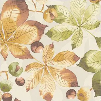 20 Servietten „Bunte Kastanien, Blätter und Kastanien im Herbst“
