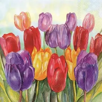 20 Servietten bunte Tulpen gemalt als Tulpenfeld 33cm als Tischdeko 20 Servietten bunte Tulpen gemalt als Tulpenfeld 33cm als Tischdeko