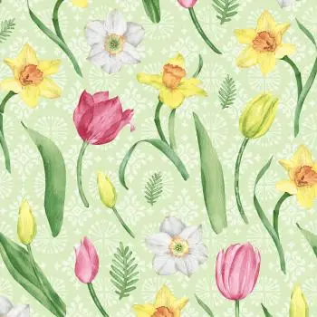 20 Servietten Frühling 33x33 cm – Narzissen & Tulpen