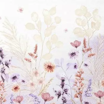20 Servietten Herbstblumen auf der Blumenwiese in zarten Pastell Tönen 33cm als Tischdeko