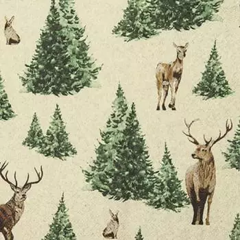 20 napkins deer in the winter forest with snow, recycled paper, environmentally friendly, 33cm