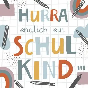 20 Servietten Hurra, Endlich ein Schulkind – Kinderparty & Einschulung Tischdeko 33x33 cm