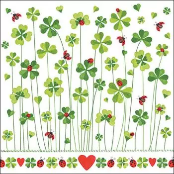 20 napkins cloverleaf with ladybug as a lucky charm for New Year's Eve and New Year as a table decoration 33cm