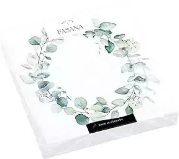 20 napkins wreath full of eucalyptus in green for birthday or communion and confirmation 33cm as table decoration