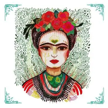 20 Servietten Kunstmotiv Frau mit Blumen & Halsschmuck