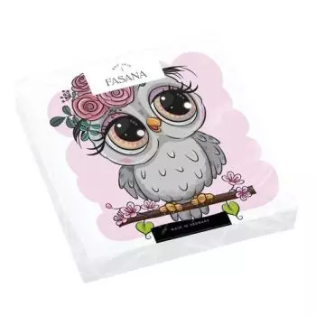 20 napkins funny owl in cartoon style for children's birthday 33cm