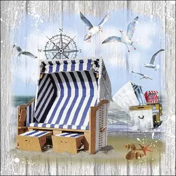 20 napkins maritime beach chair with seagulls by the sea 33cm as table decoration