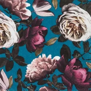 20 Servietten Pfingstrosen Blumen zu Pfingsten auf dunkelblau 33cm als Tischdeko