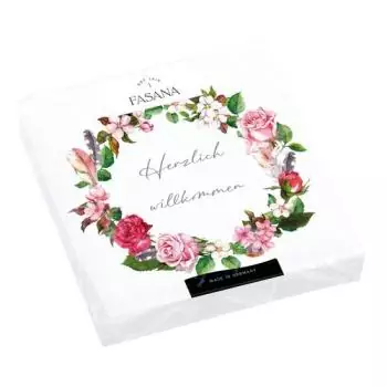 20 napkins sayings Welcome to a wreath of roses as a table decoration 33cm