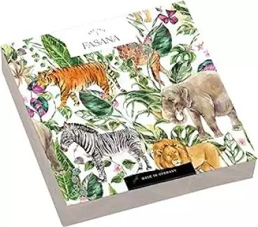 20 napkins animals in Africa, zebra, tiger, elephant and lion in the jungle 33cm as table decoration