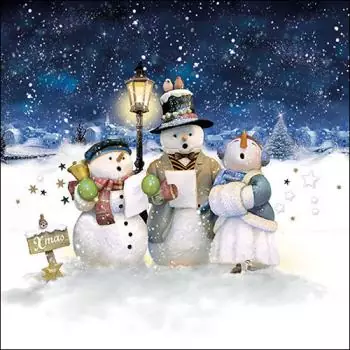 20 Christmas napkins, singing snowmen as carolers, star singers in the evening as table decorations 33cm