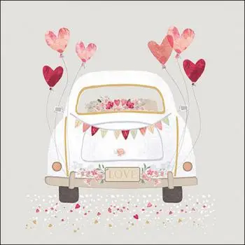 Servietten Just Married Hochzeitsauto & Herzen kaufen