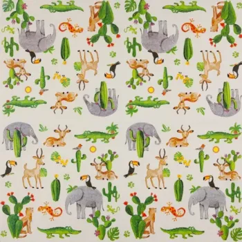 20 Servietten Tiere Wilde Tierwelt an Kakteen als Tischdeko offen