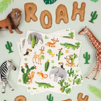 20 Servietten Tiere Wilde Tierwelt an Kakteen als Tischdeko 33 x 33