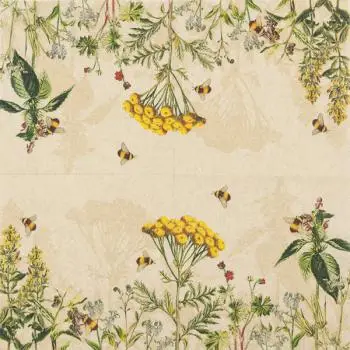 20 napkins flower meadow in spring with bees and summer 33cm- recycling