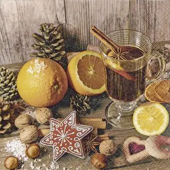 20 Cocktail Servietten Weihnachten Advent Lebkuchen Zapfen Nüsse Sterne Winter 25cm