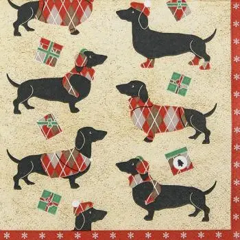 20 napkins winter dachshund dog christmas animals 33cm