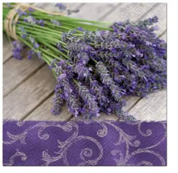 20 Servietten Holz Lavendel Blumen Sommer 33cm