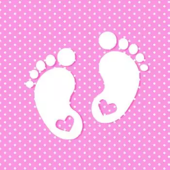20 napkins Small footprints on pink baby shower, baptism girl 33cm