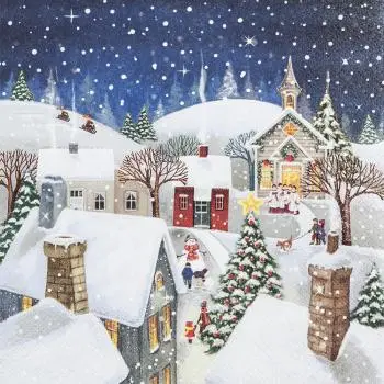 20 lunch napkins Christmas in the village winter landscape 33cm
