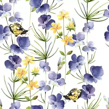 20 Servietten Blaue Blumen und Schmetterlinge 24cm