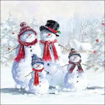 20 napkins Happy Snowman Family | Snowman | Winter | Table decoration 33cm