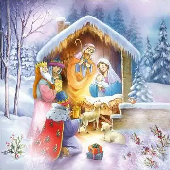 20 Servietten Heilige Nacht im Winter | Christi Geburt | Weihnachten | Tischdeko 33cm