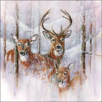 20 Servietten Hirsch im Schnee | Reh | Winter | Weihnachten | Tischdeko 33cm