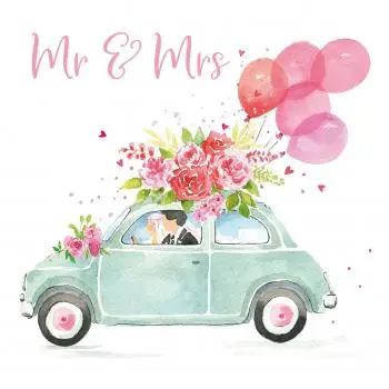 20 wedding napkins | Bridal car Mr. & Mrs. bride and groom table decoration 33cm