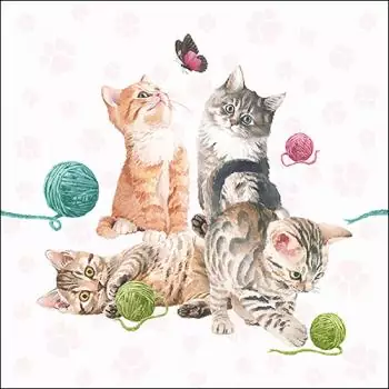20 napkins cats playing with wool 33cm as table decoration for cat lovers