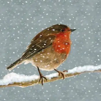 20 napkins Little bird in a snowstorm | Winter animals table decoration 33cm