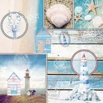 20 napkins maritime lighthouse shells lobster starfish beach romance as a table decoration 33cm