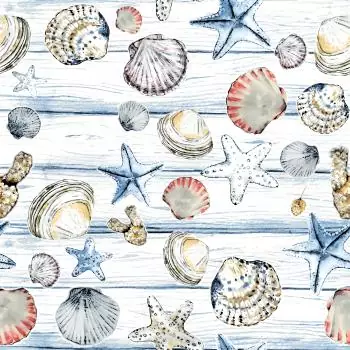 20 Servietten Muscheln und Seesterne auf Holz 24cm