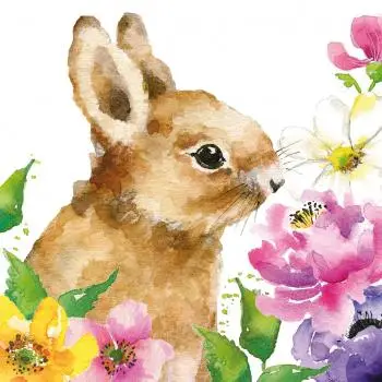20 Easter napkins | Bunny in the flower meadow Vintage water paint 33cm