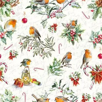 20 Servietten Viele Vögel in Weihnachtsstimmung | Winter | Weihnachten 33cm
