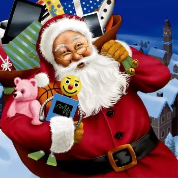 20 Servietten Weihnachtsmann mit Sack und Geschenken 33cm